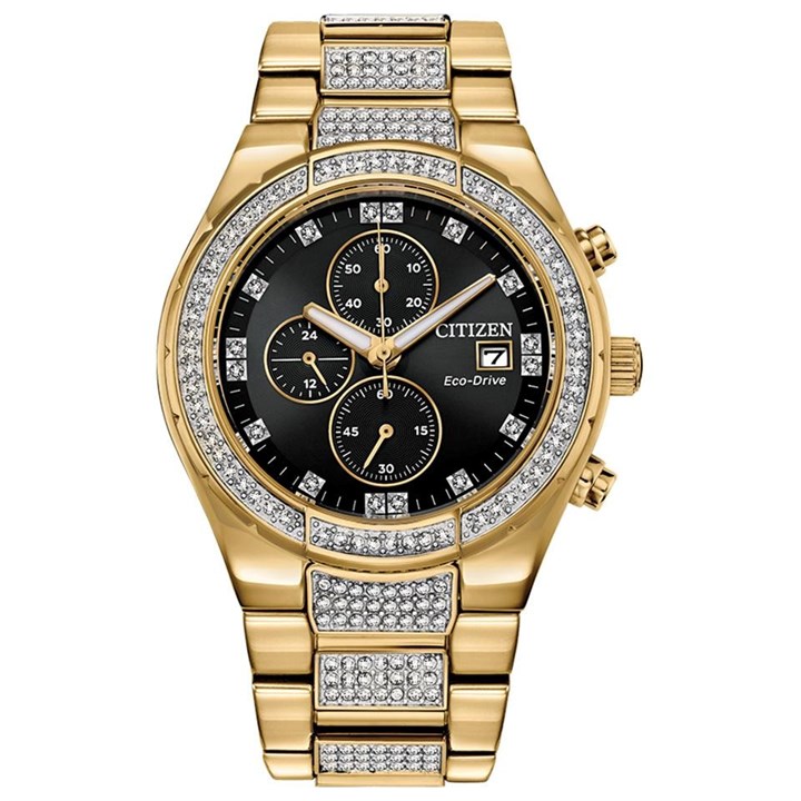Citizen CA0752-58E Gold Tone Eco-Drive Crystal Bracelet Watch - W38155