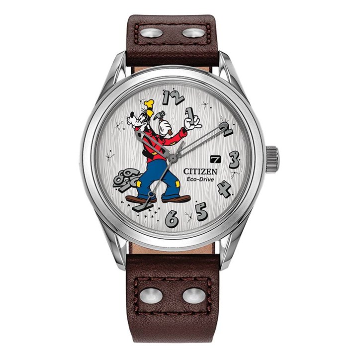 AW1698-08W Citizen Disney Mickeys Friends Eco-Drive Brown Leather Strap Watch - W38520