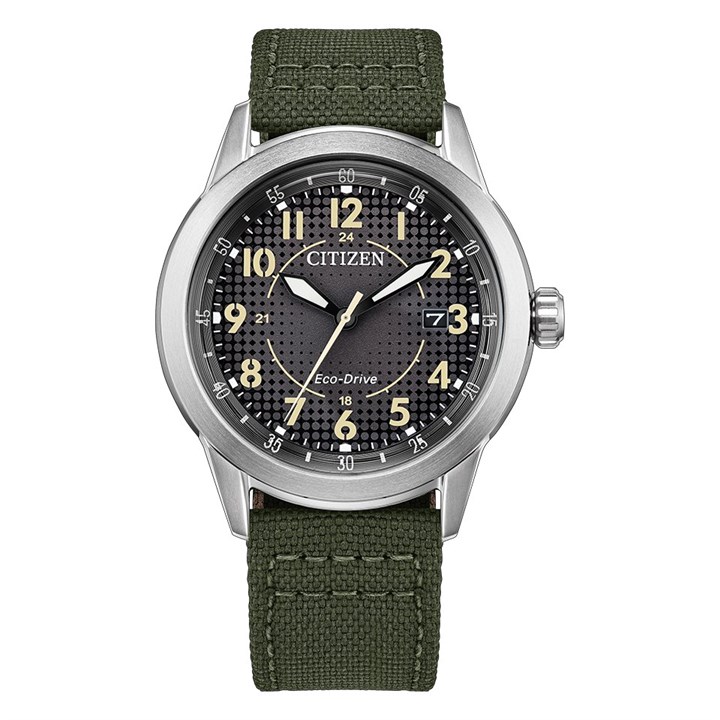 Citizen AW1870-16H Eco-Drive Green Canvas Strap Watch - W38527