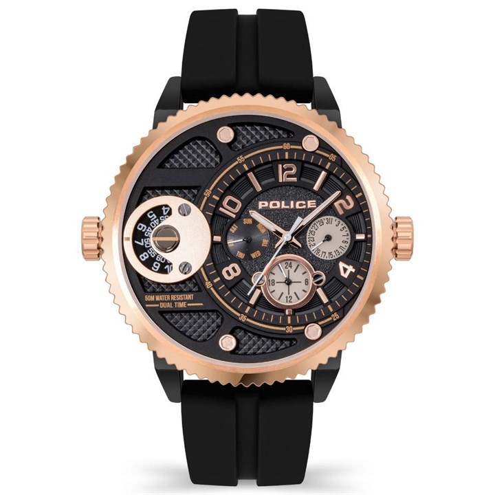 Police Ray Black Silicon Strap Watch - W44128