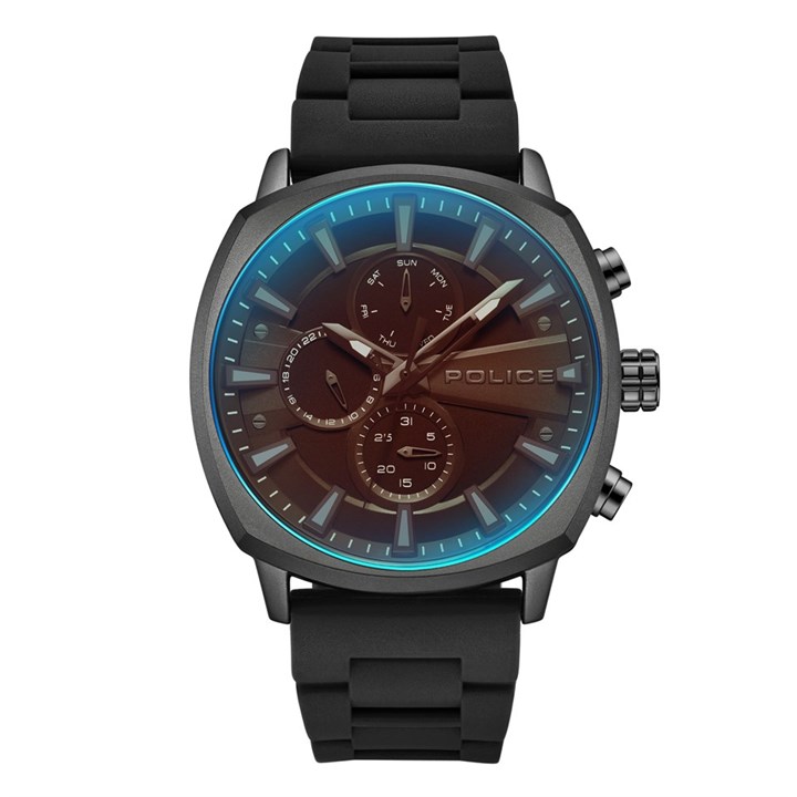 Police Urban Rebel Black Silicone Strap Watch - W44132