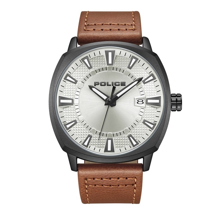 Police Urban Rebel Brown Leather Strap Watch - W44135