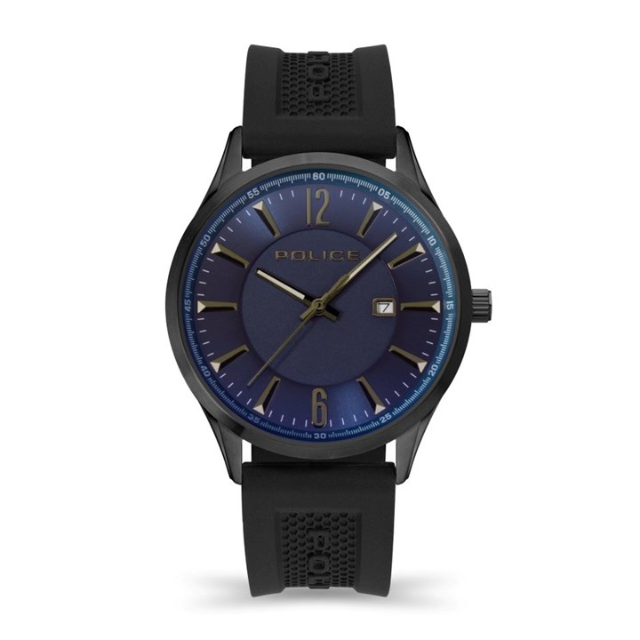 PEWJN2194440 Police Laser Blue Dial Black Silicone Strap Watch - W44152