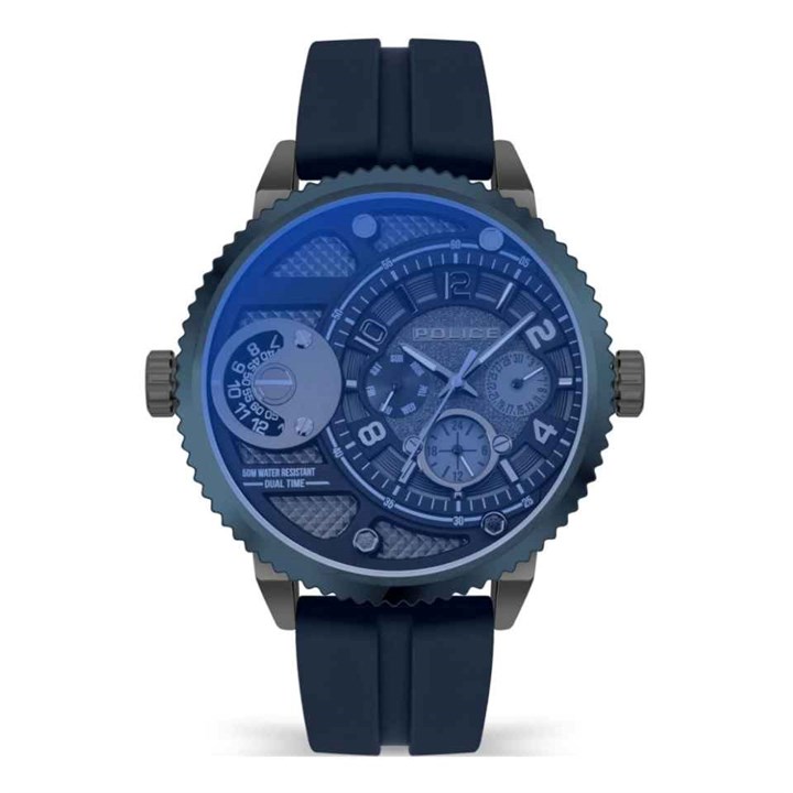PEWJQ2195240 Police Ray Blue Grey Glass Silicone Strap Watch - W44153