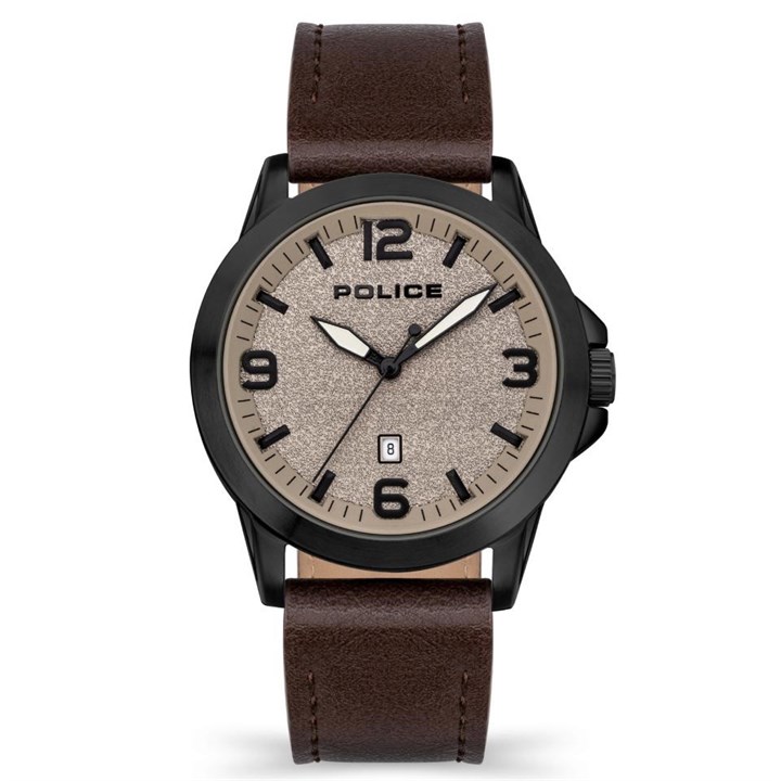 Police Cliff Brown Leather Strap Watch - W4498