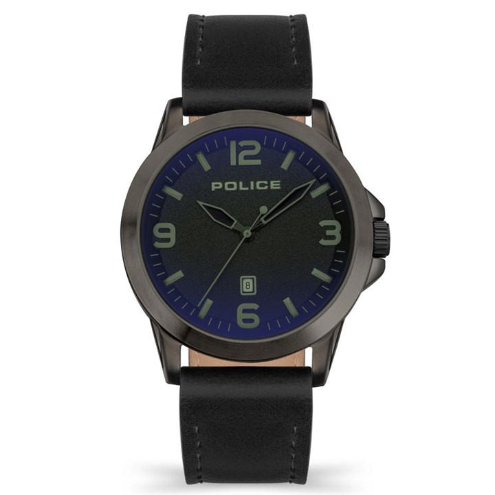 Police Cliff Black Leather Strap - W4499