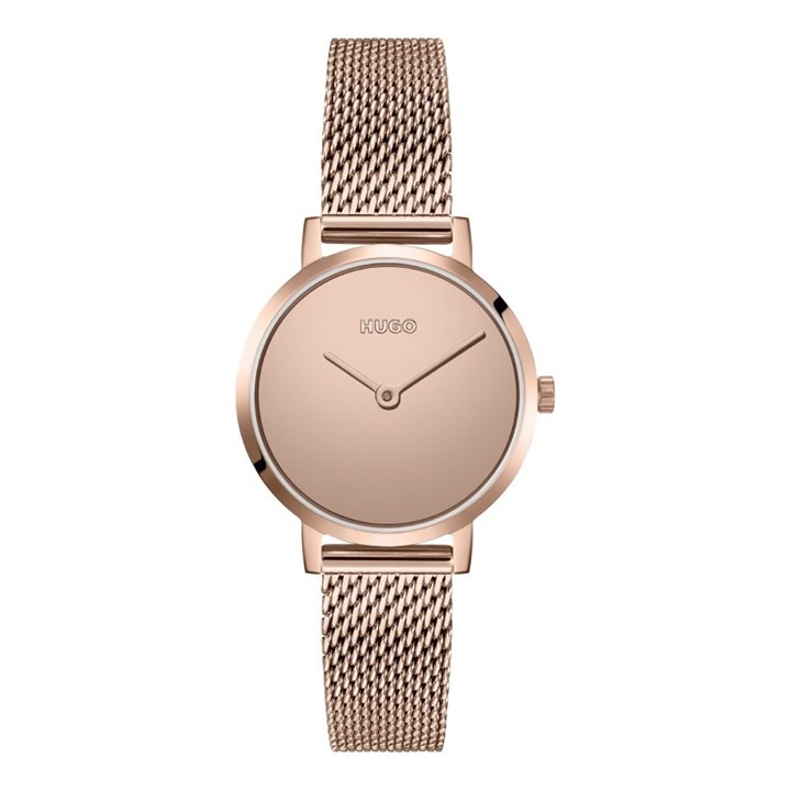 HUGO 1540085 Cherish Rose Gold Plated Mesh Bracelet Watch - W45279
