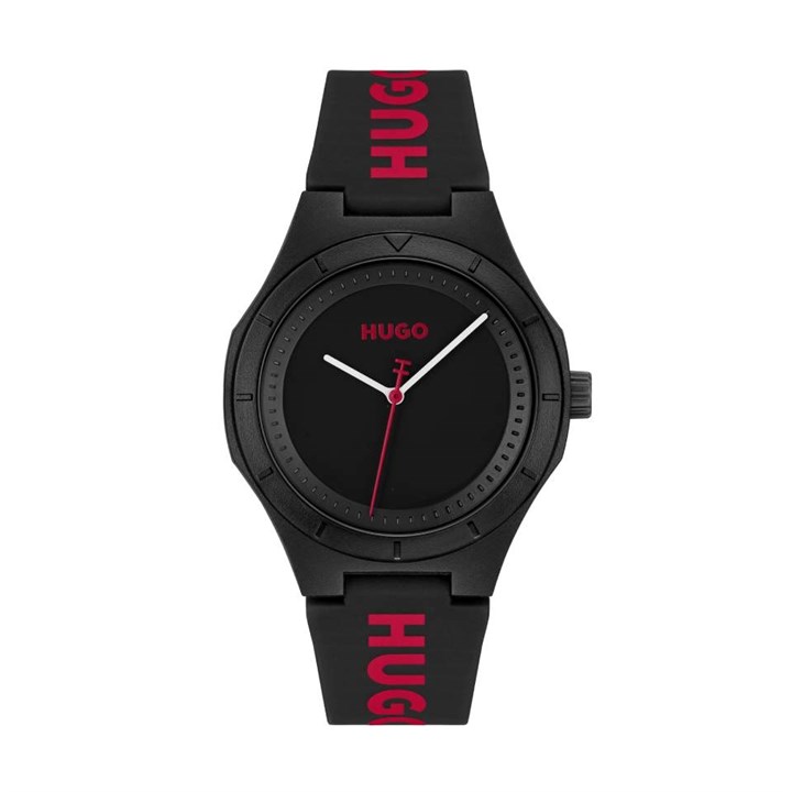 HUGO 1530343 Lit For Him Black Silicone Strap Watch - W45403