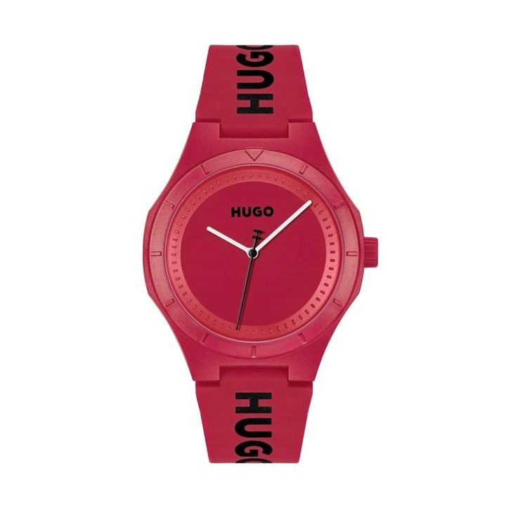Hugo Men's Silicone Size 42 Red Lit For Him Strap Watch - W45405 1530346