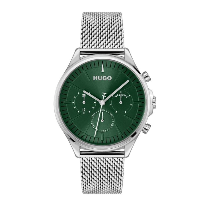 HUGO 1530409 Smash Multi Green Dial Mesh Bracelet Watch - W45432