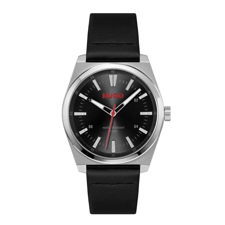 HUGO 1530437 Ark Black Leather Strap Watch - W45445
