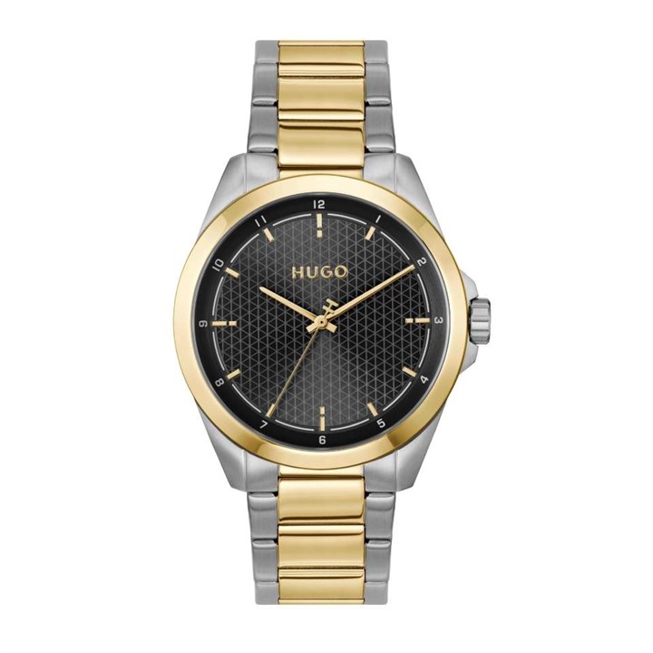 HUGO 1530452 Seam Two Tone Black Dial Bracelet Watch - W45458