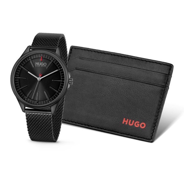 Hugo Boss 1570201 Smash Black IP Mesh Watch And Wallet Set - W45478