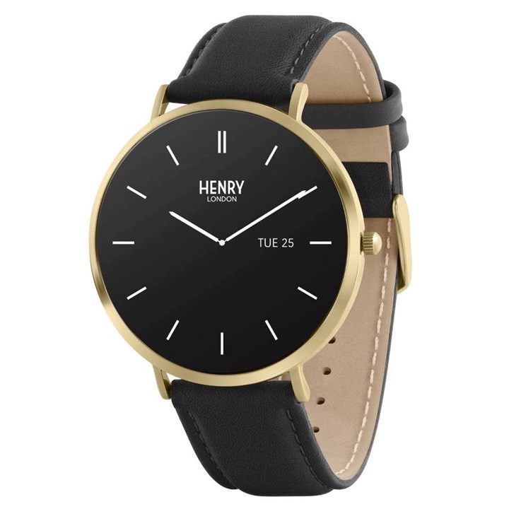 Henry London HLS65-0008 AMOLED Black Leather Strap Smartwatch - W47282
