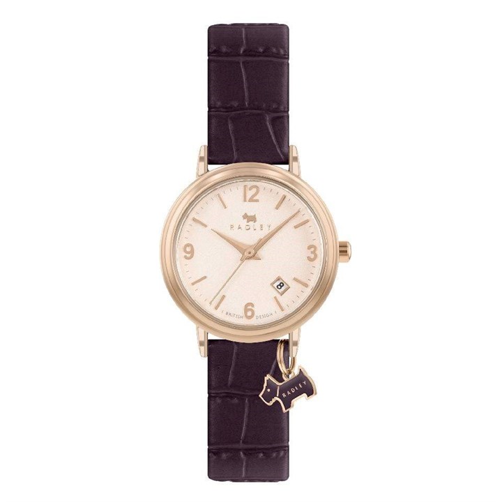 Radley RY21348 Gold Tone Aubergine Leather Strap Watch - W51333