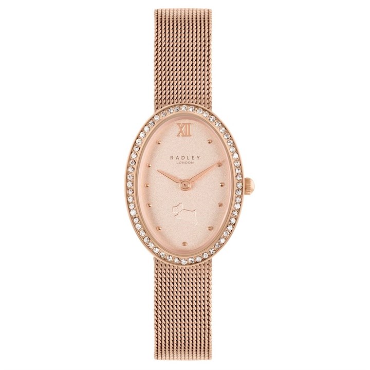 Radley RY4614 Rose Gold Plated Oval Case Mesh Bracelet Watch - W51379