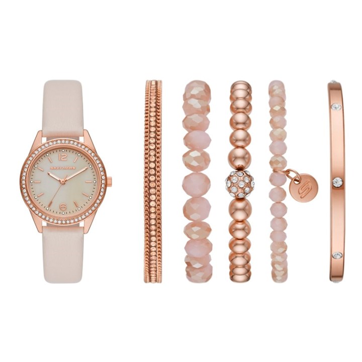Skechers SR9064 Pink Strap Watch And Bracelets Gift Set - W5528