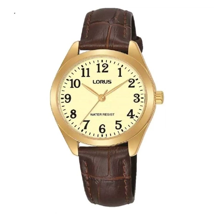 Lorus RG242TX5 Gold Tone Brown Leather Strap Watch - W58123