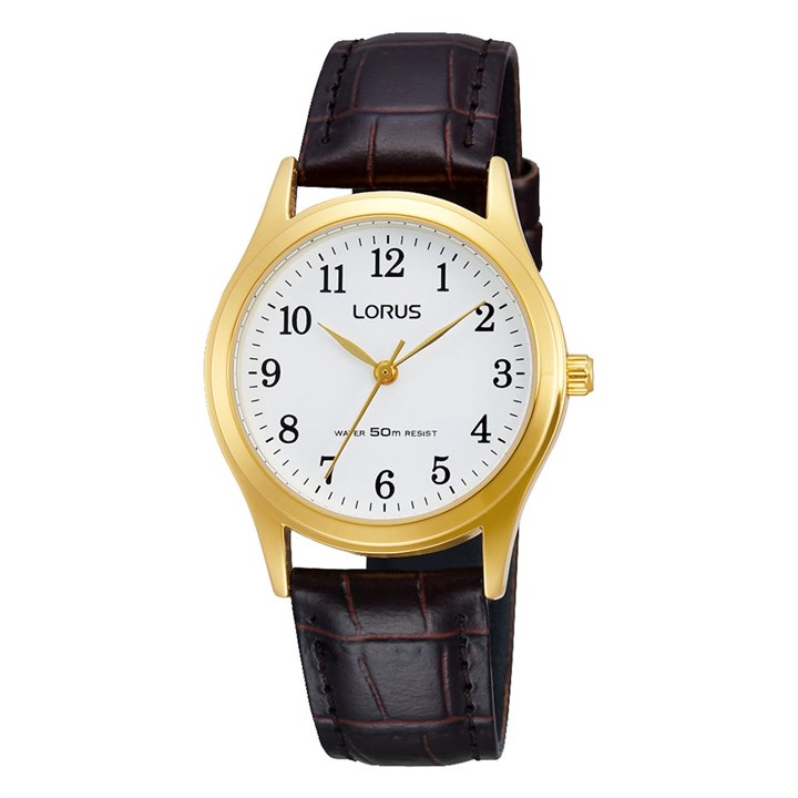Lorus RRX20HX9 Gold Tone Brown Leather Strap Watch - W58227