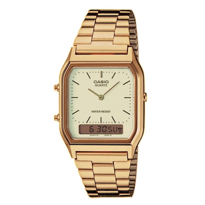 Casio Vintage AQ-230GA-9DMQYES Gold Plated Bracelet Watch - W59158
