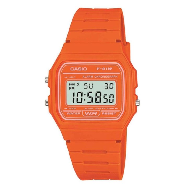 Casio Vintage F-91WC-4A2EF Digital Orange Strap Watch - W59163