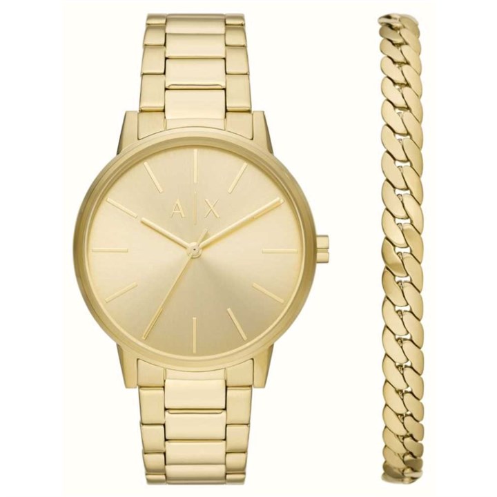 Armani Exchange AX7144SET Gold Plated Watch And Bracelet Set - W65368