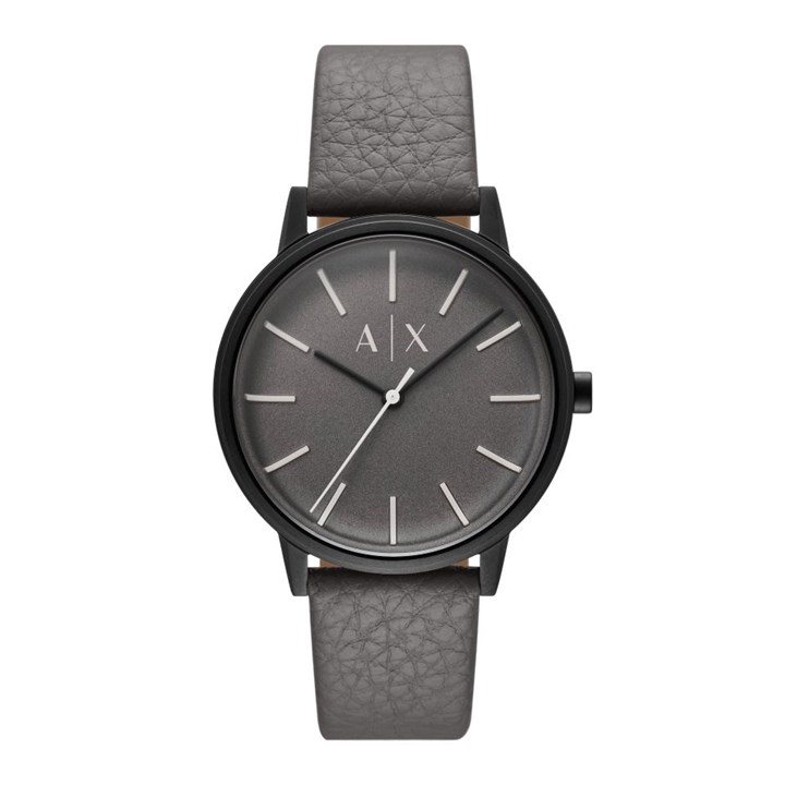 Armani Exchange AX2764  Black IP Grey Leather Strap Watch - W65511