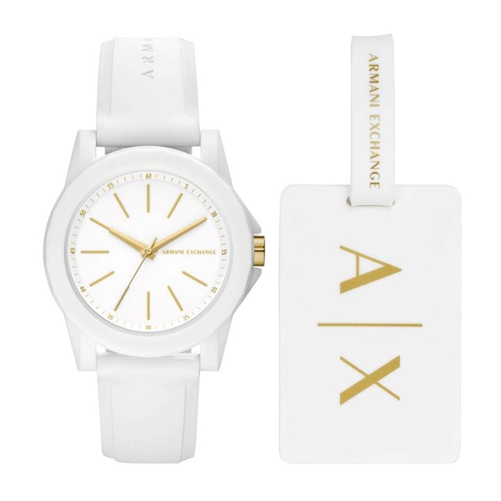 Armani Exchange AX7126 White Watch And Luggage Tag Set - W65523