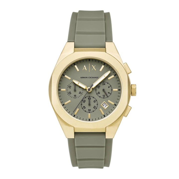 Armani Exchange AX4197 Gold Tone Green Silicone Strap Watch - W65534