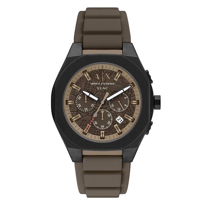 Armani Exchange AX4293 Sync Chronograph Brown Silicone Strap Watch - W65537