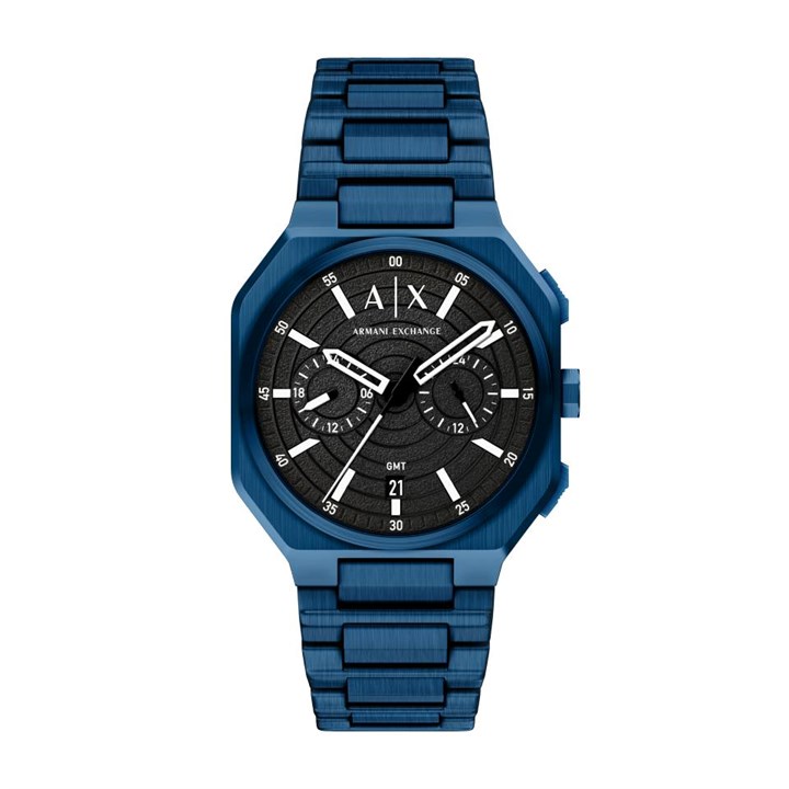 Armani Exchange AX1477 Blue IP Black Dial Bracelet Watch - W65553
