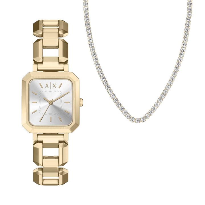 Armani Exchange AX7186SET Gold Tone Watch And Crystal Necklace Set - W65567