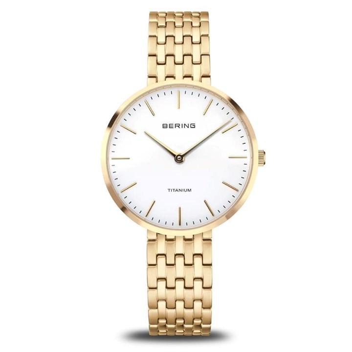 BERING 19334-334 Gold Plated Titanium Bracelet Watch - W74161