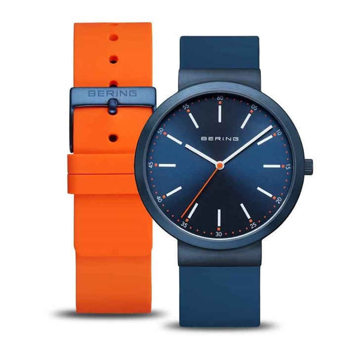 BERING 10141-397 Blue And Orange Silicone Strap Set - W74225