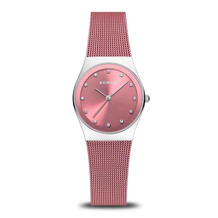 BERING 12927-989 Pink Milanese Mesh Bracelet Watch - W74227