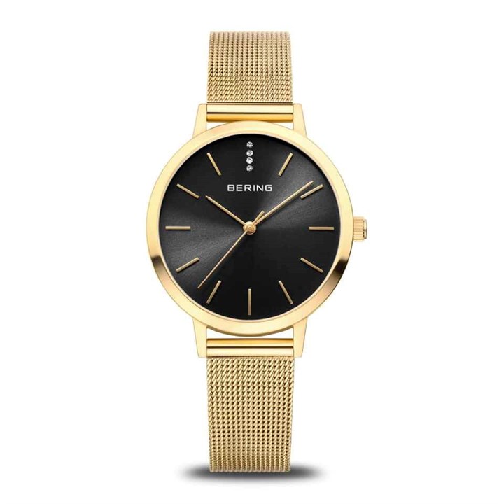 BERING 13434-332 Gold Tone Milanese Mesh Bracelet Watch - W74228