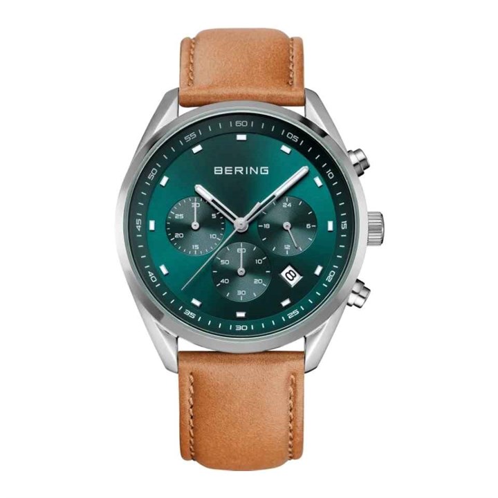 BERING 19240-508 Chronograph Brown Leather Strap Watch - W74247