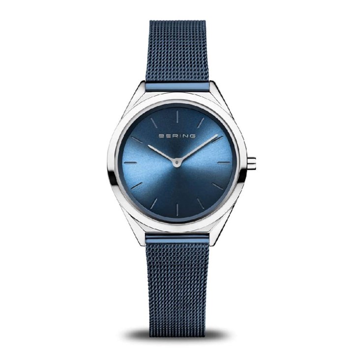 BERING 17031-307 Ultra Slim Blue Mesh Bracelet Watch - W74263