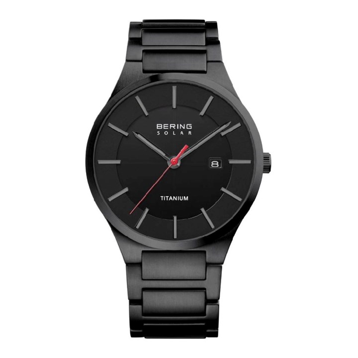 BERING 15239-722 Black Titanium Slim Solar Bracelet Watch - W74277