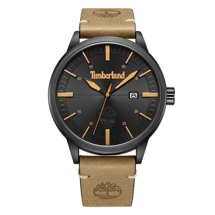 Timberland Petersham Black Tan Leather Strap Watch - W76118