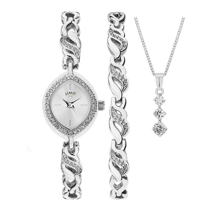 Limit 6293G Stone Set Watch, Necklace And Bracelet Gift Set - W77245