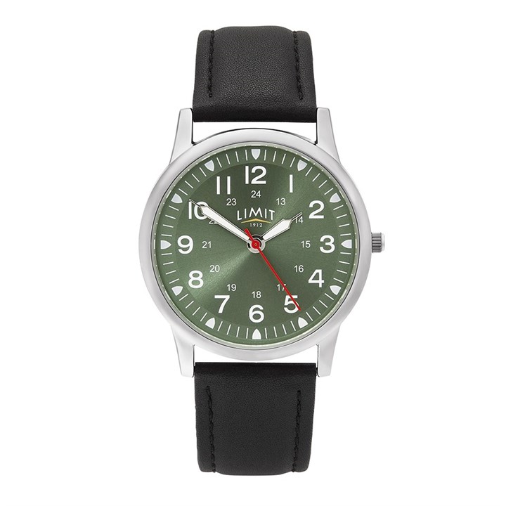 Limit 50062 Green Dial Black PU Strap Watch - W77255