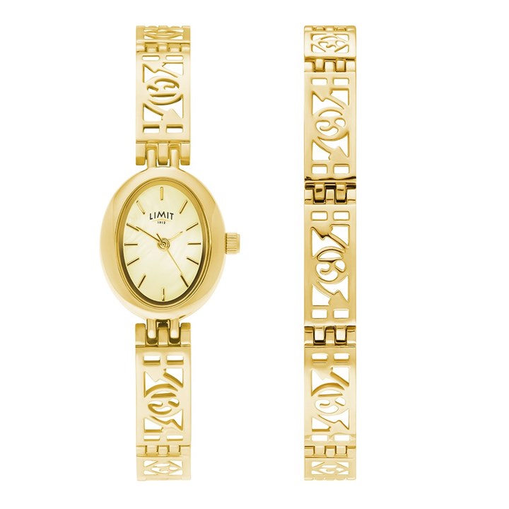 Limit 602758 Gold Tone Watch And Bracelet Gift Set - W77263