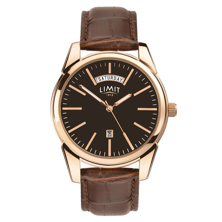 Limit 5484 Rose Tone Brown PU Strap Watch - W7761