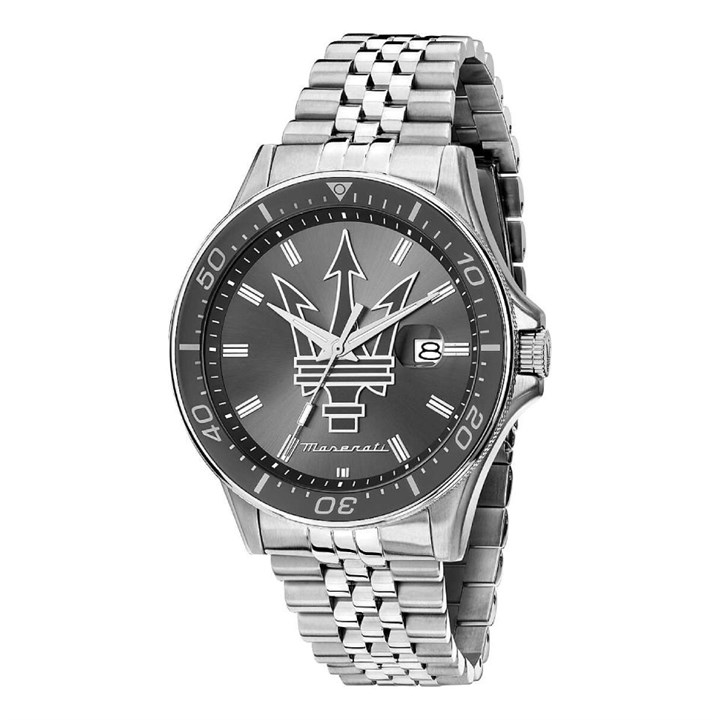 Maserati Men's Stainless Steel 100M Grey Sfida Dial Bracelet Watch - W81271 R8853140010