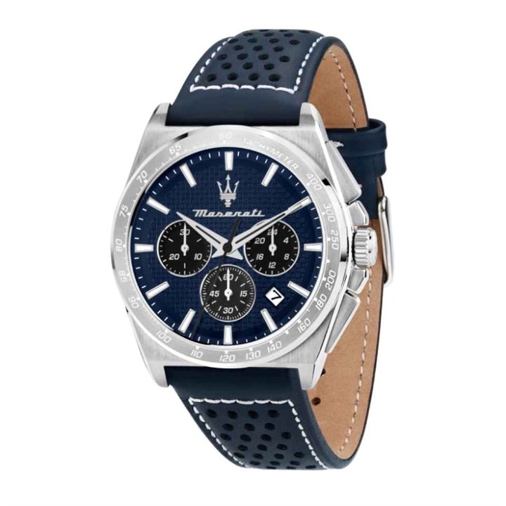 Maserati R8871652001 Velocita Chronograph Blue Leather Strap Watch - W81291