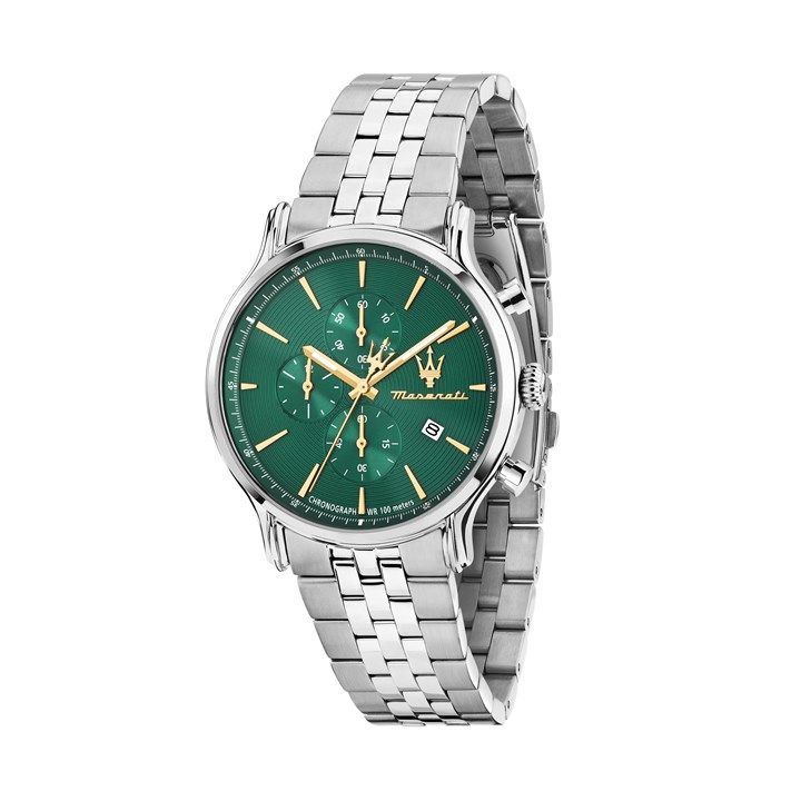 Maserati R8873618038 Epoca Slim Chronograph Stainless Steel Green Dial Bracelet Watch - W81343