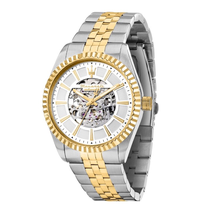 Maserati R8823100006 Competizione Automatic Two Tone Skeleton Dial Bracelet Watch - W81347