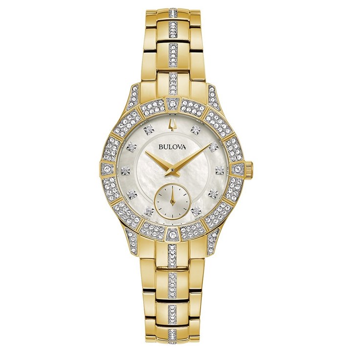 Bulova Crystal 98L283 Gold Tone Bracelet Watch - W83156