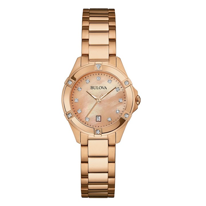 Bulova 97W101 Rose Gold Tone Diamond Set Bracelet Watch - W83194